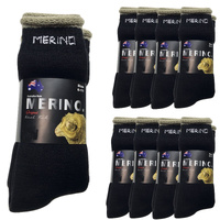9 Pairs MERINO WOOL SOCKS Mens Heavy Duty Premium Thick Work Socks Cushion BULK - Black - 6-11 thumbnail