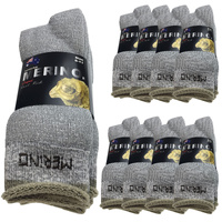 9 Pairs MERINO WOOL SOCKS Mens Heavy Duty Premium Thick Work Socks Cushion BULK - Grey - 11-14 thumbnail