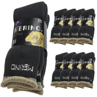 9 Pairs MERINO WOOL SOCKS Mens Heavy Duty Premium Thick Work Socks Cushion BULK - Olive - 11-14 thumbnail