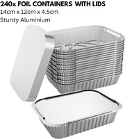 240x Aluminium Disposable Foil Food Container Trays Pans w/ Lids Covers Bulk 14cm*12cm*4.5cm thumbnail