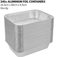 240x Aluminium Disposable Foil Food Container Trays Pans Baking Roast Bulk 32.5x26x5.5cm thumbnail