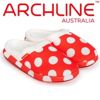ARCHLINE Orthotic Slippers Slip On Scuffs Pain Relief Moccasins - Red Polka Dot - EUR 41 (Womens US 10) thumbnail