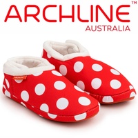 ARCHLINE Orthotic Slippers CLOSED Back Scuffs Moccasins Pain Relief - Red Polka Dots - EUR 37 (Womens 6 US) thumbnail