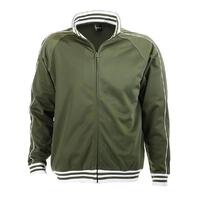 Identitee Mens Varsity Track Suit Top Jacket Jumper Long Sleeve Sunset Urban Casual - Army Green - X-Large thumbnail