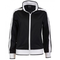 Identitee Ladies Track Top Jacket Tracksuit Warm Winter Full Zip Varsity Jumper - Black/White - M (10-12) thumbnail
