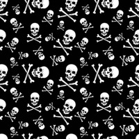 BANDANA Paisley 100% COTTON Head Wrap Durag Bandanna Summer Biker Scarf Mask - Black with White Skulls thumbnail