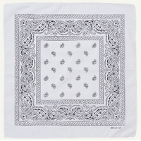 BANDANA Paisley 100% COTTON Head Wrap Durag Bandanna Summer Biker Scarf Mask - White thumbnail
