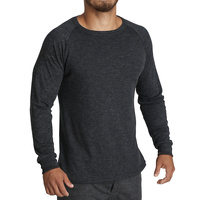 Mens Merino Wool Blend Long Sleeve Thermal Top Underwear Thermals Base Layer - Black - L thumbnail