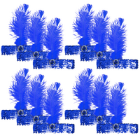 12x 1920s FLAPPER HEADBAND Headpiece Feather Sequin Charleston Gatsby Party BULK - Blue thumbnail