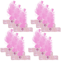 12x 1920s FLAPPER HEADBAND Headpiece Feather Sequin Charleston Gatsby Party BULK - Light Pink thumbnail