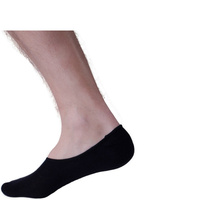 1x NO SHOW COTTON SOCKS Non Slip Heel Grip Low Cut Invisible Footlet Seamless - Black - 2-8 thumbnail