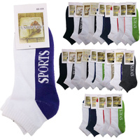 24x COTTON ANKLE SOCKS Sport Cushion Foot Low Cut Running - Assorted Colours Bulk - 6-11 thumbnail