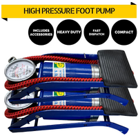 2x HIGH PRESSURE FOOT PUMP Ball Bicycle Motorbike Car Tire Inflator Tyre Air thumbnail