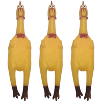 3x SHRILLING CHICKEN Dog Chew Screaming Toy Squeeze Sound Funny Rubber Pet BULK thumbnail