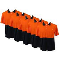 5x HI VIS Polo Shirt Top Tee Safety Workwear Short Sleeve Breathable Mesh BULK - Orange/Navy - XXL (20) thumbnail