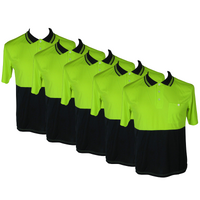 5x HI VIS Polo Shirt Top Tee Safety Workwear Short Sleeve Breathable Mesh BULK - Yellow/Navy - XXL (20) thumbnail