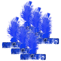 6x 1920s FLAPPER HEADBAND Headpiece Feather Sequin Charleston Costume Party BULK - Blue thumbnail