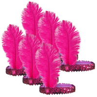 6x 1920s FLAPPER HEADBAND Headpiece Feather Sequin Charleston Costume Party BULK - Hot Pink thumbnail