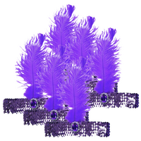6x 1920s FLAPPER HEADBAND Headpiece Feather Sequin Charleston Costume Party BULK - Purple thumbnail