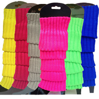 6x Womens Leg Warmers Disco Winter Knit Dance Party Crochet Legging Socks Costume - Assorted Pack thumbnail