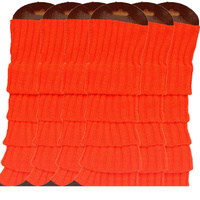 6x Womens Leg Warmers Disco Winter Knit Dance Party Crochet Legging Socks Costume - Orange thumbnail