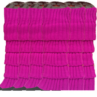 6x Womens Leg Warmers Disco Winter Knit Dance Party Crochet Legging Socks Costume - Purple thumbnail