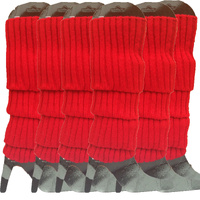 6x Womens Leg Warmers Disco Winter Knit Dance Party Crochet Legging Socks Costume - Red thumbnail