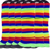 6x Womens Leg Warmers Disco Winter Knit Dance Party Crochet Legging Socks Costume - Rainbow thumbnail