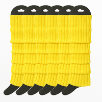 6x Womens Leg Warmers Disco Winter Knit Dance Party Crochet Legging Socks Costume - Yellow thumbnail