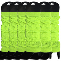 6x LEG WARMERS Knitted Womens Neon Party Knit Ankle Fluro Dance Costume 80s BULK - Fluro Yellow thumbnail