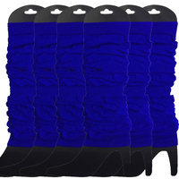6x LEG WARMERS Knitted Womens Neon Party Knit Ankle Fluro Dance Costume 80s BULK - Royal Blue thumbnail
