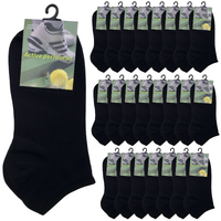 24x COTTON ANKLE SOCKS Sport Low Cut Mens Womens Running  BULK Anklet - Black - 6-11 thumbnail
