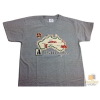 Adult T Shirt Australian Australia Day Souvenir Tee Top 100% COTTON - Grey - Small thumbnail