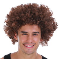 Mens DELUXE AFRO WIG Curly Hair Costume Party Fancy Disco 70s 80s Dress Up - Brown thumbnail