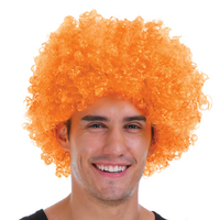 Mens DELUXE AFRO WIG Curly Hair Costume Party Fancy Disco 70s 80s Dress Up - Orange thumbnail