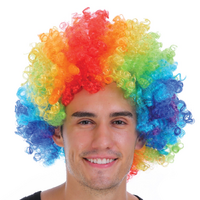 Mens DELUXE AFRO WIG Curly Hair Costume Party LGBTQ Disco 70s 80s Pride - Rainbow thumbnail