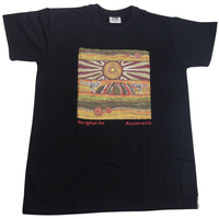 Mens Australia T Shirt Aboriginal Art 100% Cotton Souvenir Indigenous Tee - Black - XXL thumbnail