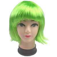 Bob Wig Costume Short Straight Fringe Cosplay Party Full Hair Womens Fancy Dress - Green thumbnail