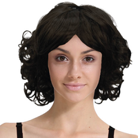 CURLY BOB WIG Hair Party Costume Halloween Fancy Dress Up 60s 70s Cosplay - Black thumbnail