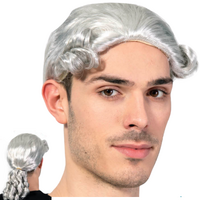 Colonial Wig Judge White Costume Halloween Party Fancy Royal Lawyer Dress thumbnail