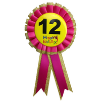 BIRTHDAY BADGE Party Favour Award Rosette Fancy Dress Girls Boys Childrens Kids - thumbnail