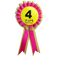 BIRTHDAY BADGE Party Favour Award Rosette Fancy Dress Girls Boys Childrens Kids - thumbnail