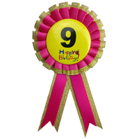 BIRTHDAY BADGE Party Favour Award Rosette Fancy Dress Girls Boys Childrens Kids -  - 9 (Pink) thumbnail