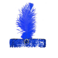 1920s FLAPPER HEADBAND Headpiece Feather Sequin Charleston Costume Gatsby Dance - Blue thumbnail