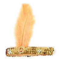 1920s FLAPPER HEADBAND Headpiece Feather Sequin Charleston Costume Gatsby Dance - Gold/Orange thumbnail