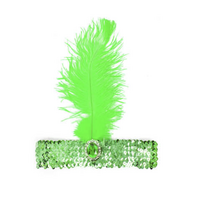 1920s FLAPPER HEADBAND Headpiece Feather Sequin Charleston Costume Gatsby Dance - Green thumbnail
