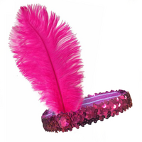 1920s FLAPPER HEADBAND Headpiece Feather Sequin Charleston Costume Gatsby Dance - Hot Pink thumbnail