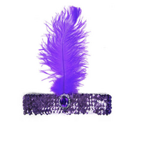1920s FLAPPER HEADBAND Headpiece Feather Sequin Charleston Costume Gatsby Dance - Purple thumbnail