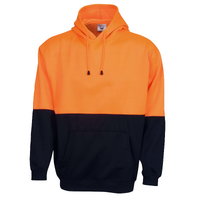 HI VIS POLAR FLEECE HOODIE Jumper Safety Workwear Fleecy Jacket Unisex - Orange - XL thumbnail