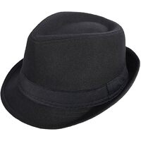 Classic Trilby Hat Fedora Felt Costume Gangster Jazz Cap in Black - One Size thumbnail